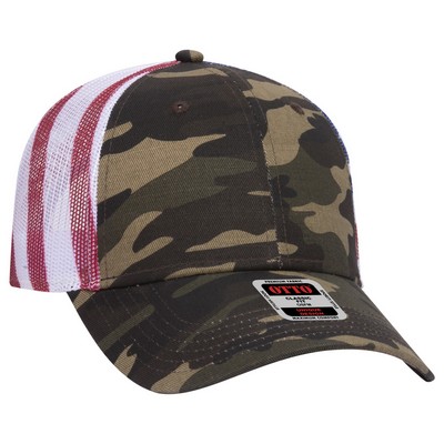 OTTO American Flag Mesh Back Cotton Twill 6 Panel Low Profile Baseball Cap