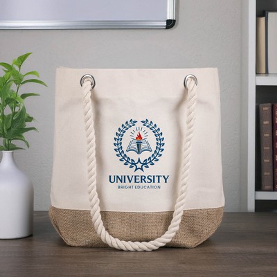 12 Oz. Astoria Cotton Canvas Tote w/Jute Bottom