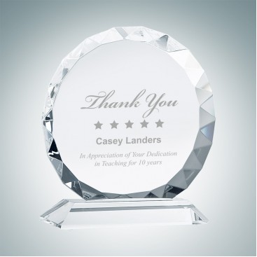 Sunflower Circle Optical Crystal Award Plaque w/ Base (Small)